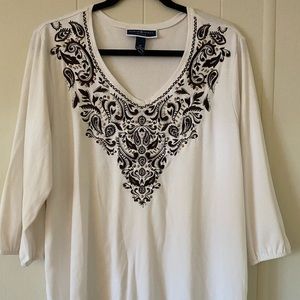 Karen Scott 3/4 sleeve embellished top, plus size